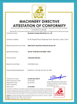 Le certificat de la machine de préchauffage